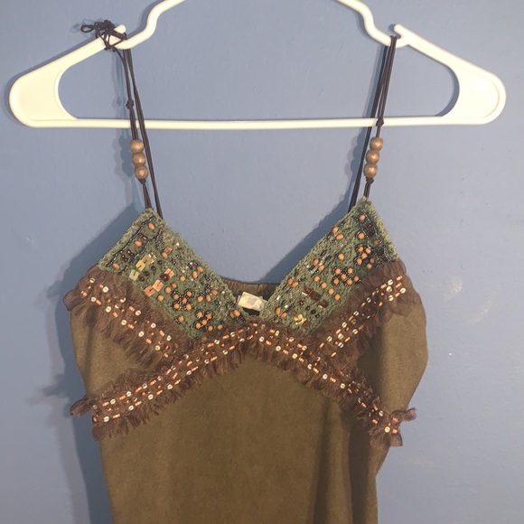 Cute brown Dress with beadwork size Medium - Picture 6 of 16